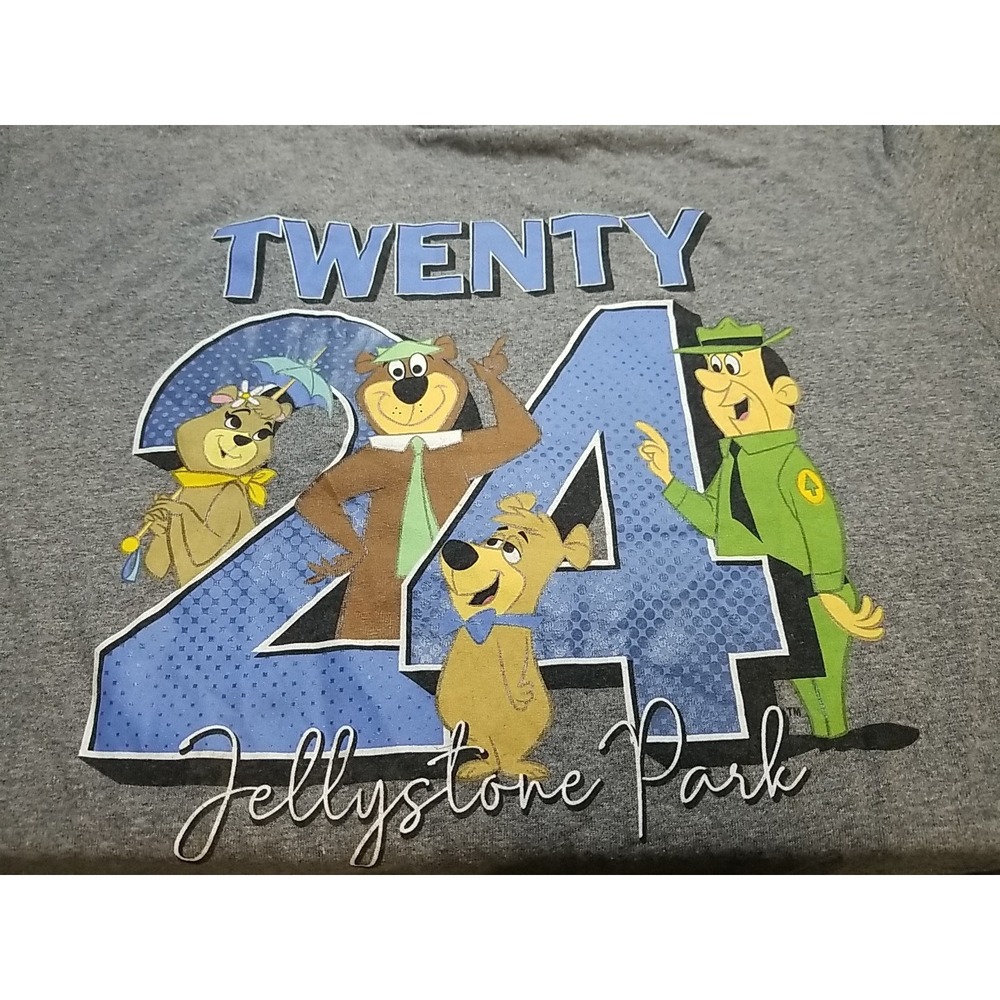Yogi Bear 2024 Jellystone Park T Shirt Short Sleeve Medium Gray‎ Crew Neck